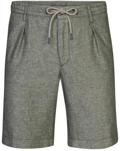 Profuomo Grüne leinen sportcord shorts mit falten - Grau