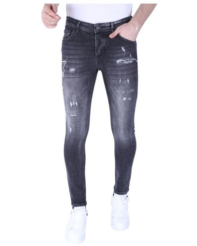 Local Fanatic Jeans für männer mit rips slim fit -1099 - Blau
