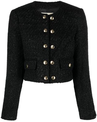 Michael Kors Stripe-pattern Cropped Jacket - Black