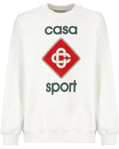 Casablancabrand Weißer baumwoll-rundhalsausschnitt-sweatshirt