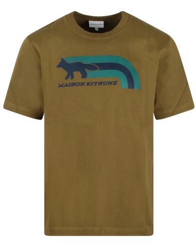 Maison Kitsuné Flash fox print baumwoll t-shirt - Grün