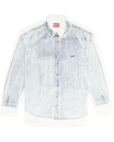 DIESEL Shirt aus denim mit trompe-l'oeil-print - Blau