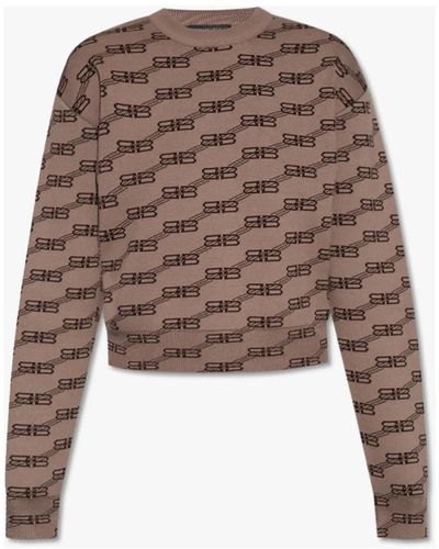 Balenciaga Suéter con monograma - Marrón