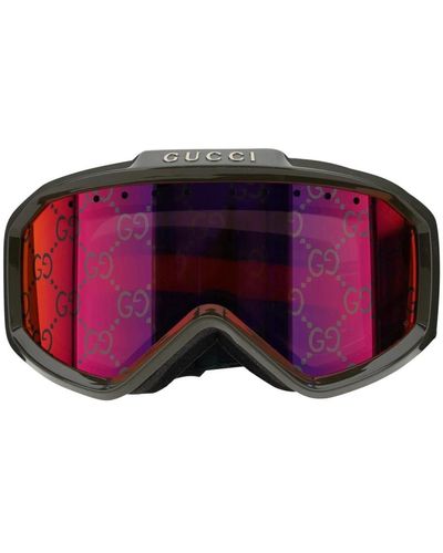 Gucci Maschera da sci con occhiali da sole a lenti specchiate - Rosso