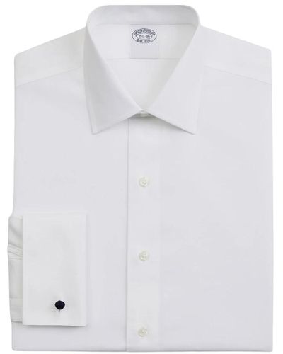 Brooks Brothers Weißes slim fit non-iron stretch baumwoll-hemd mit ainsley-kragen
