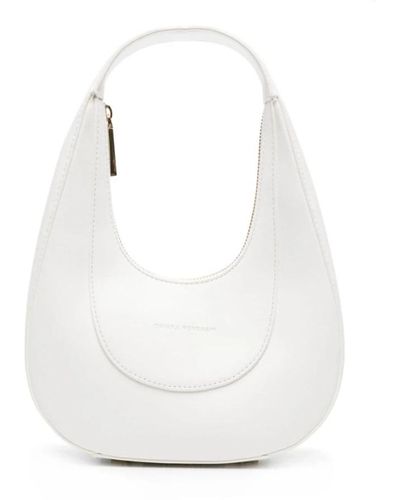 Chiara Ferragni Stilvolle taschen für modebegeisterte,weiße längliche logotasche mit goldenem reißverschluss