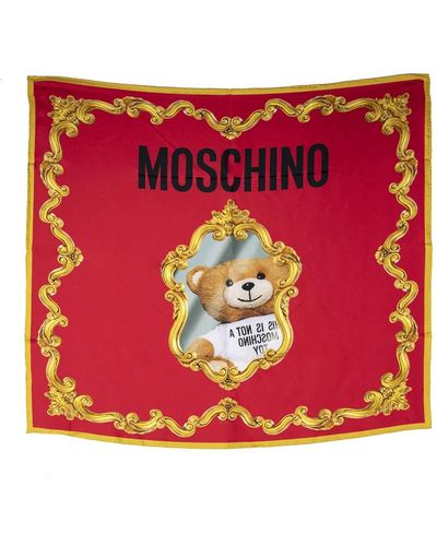 Moschino Roter seiden teddy mirror foulard