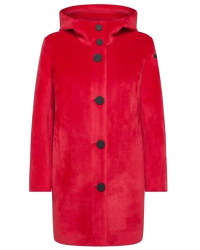 Rrd Abrigo parka de terciopelo para mujer - Rojo