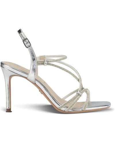 Tamaris Silberne elegante flache sandalen - Weiß