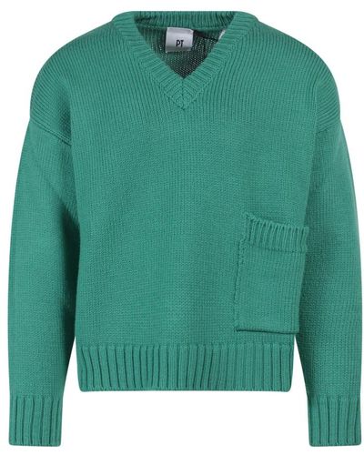 PT Torino V-Neck Knitwear - Green