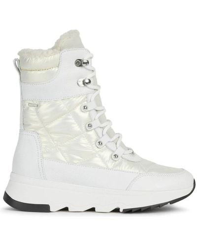 Geox Lace-Up Boots - White