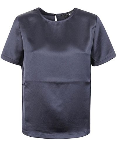 Weekend by Maxmara Blaues fluid lyocell jersey t-shirt