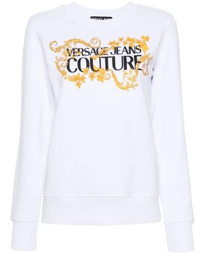 Versace Weißer logo-print rundhalsausschnitt pullover