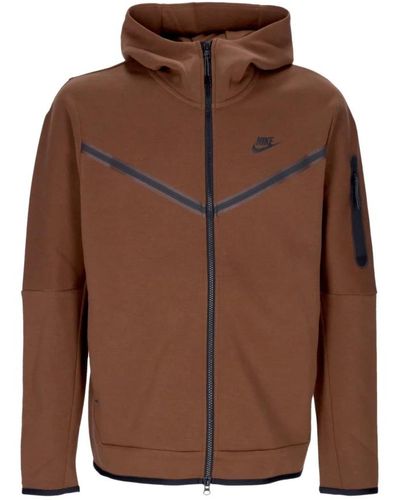 Nike Leichter zip hoodie tech fleece sportbekleidung - Braun