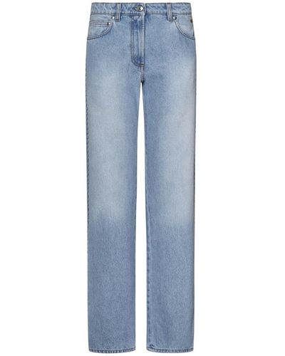 MSGM Blaue baumwoll-denim-jeans mit verzierung