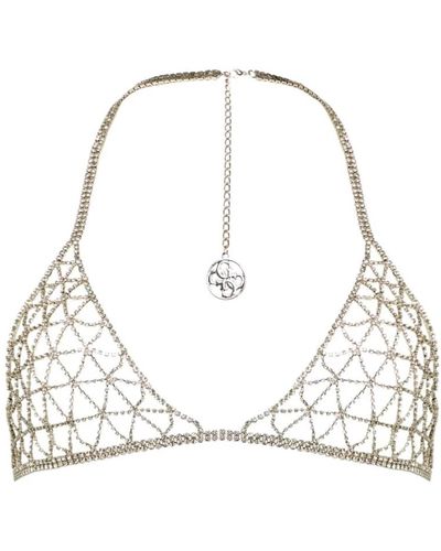 Guess Triangolo gioiello rete metallica con strass - Bianco