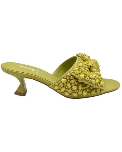 Jeannot Heeled Mules - Yellow