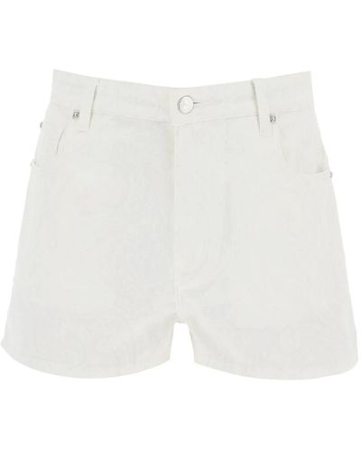 Etro Shorts de mezclilla paisley con algodón elástico - Blanco