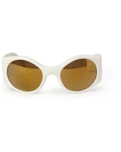 Palm Angels Stilvolle weiße spiegelgold-sonnenbrille - Mehrfarbig