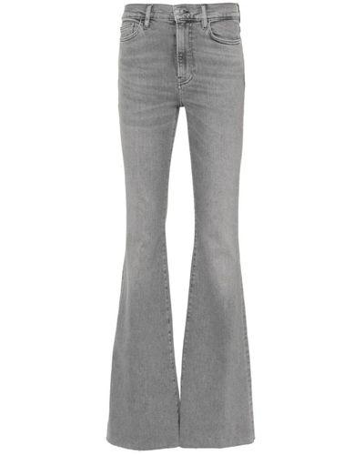 FRAME Graue stonewashed high-waisted flare jeans