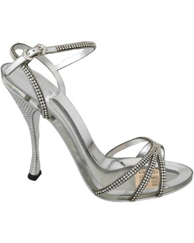 Dolce & Gabbana Scarpe sandali con cinturino alla caviglia cristallina - Metallizzato