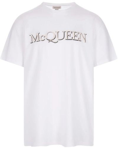 Alexander McQueen Weiße baumwoll-t-shirt rundhals