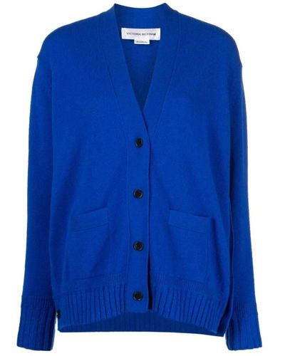 Victoria Beckham Blauer woll-cardigan pullover