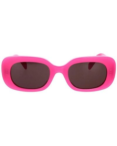Celine Runde rechteckige sonnenbrille braun rosa - Pink