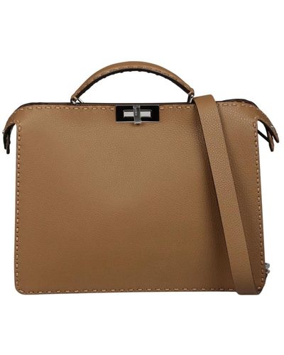 Fendi Beige leder peekaboo iseeu tasche - Braun