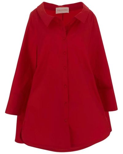 Valentino Rotes baumwollkleid mit cape