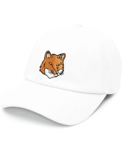 Maison Kitsuné Große fox head baseballkappe weiß
