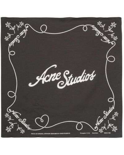 Acne Studios Logo schal schwarz/weiß baumwolle quadratischer rahmen