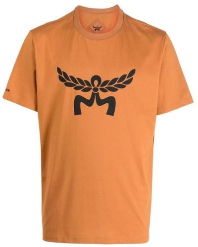 MCM Cognac braunes logo print t-shirt - Orange