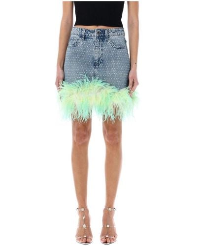 Self-Portrait Mini skirt denim feather - Blu