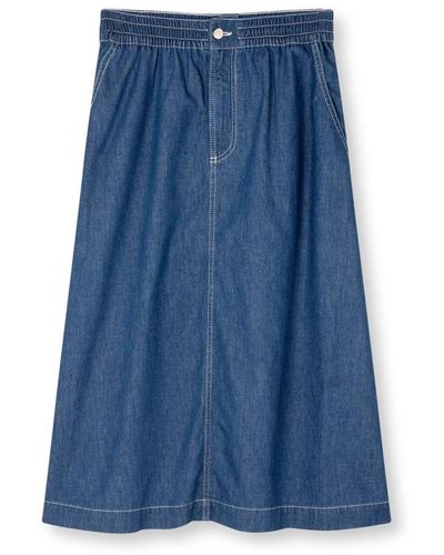 Mads Nørgaard Air denim falda a-line mid - Azul
