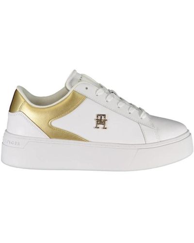 Tommy Hilfiger Sneaker con zeppa bianca con lacci e contrasto - Bianco
