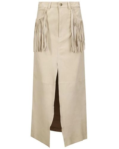 Wild Cashmere Maxi Skirts - Natural