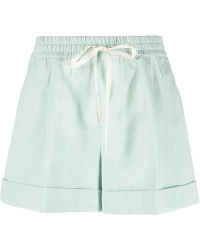 Twin Set Pantalones cortos de lino azul casual - Verde
