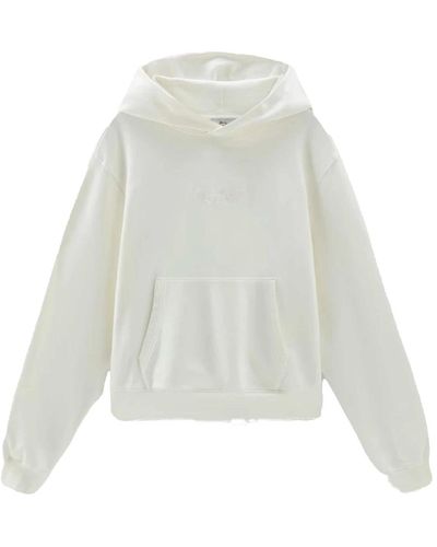 Woolrich Logo hoodie aus baumwollfleece - Weiß
