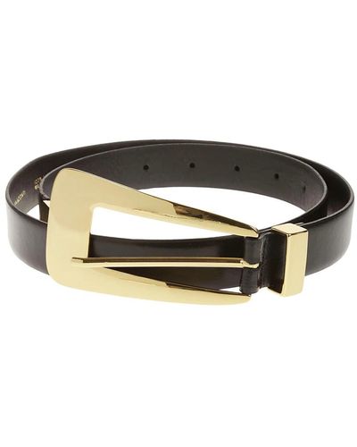 Liviana Conti Cinturón de cuero negro con detalle dorado - Marrón
