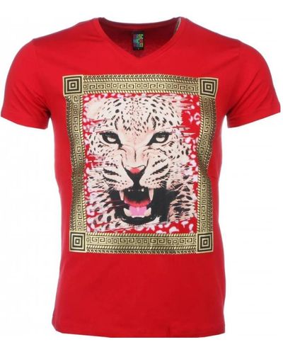 Local Fanatic Robuste hemden mit tigerdruck - t-shirt - 1415r - Rot