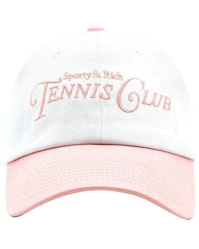 Sporty & Rich Bestickte baumwollschirm logo hut - Pink