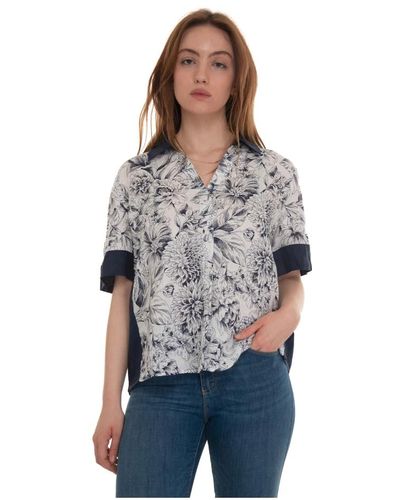 Pennyblack Camisa de lino con estampado de flores - Gris