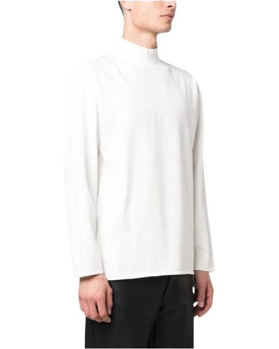 ERL Langarm mockneck t-shirt strick - Weiß