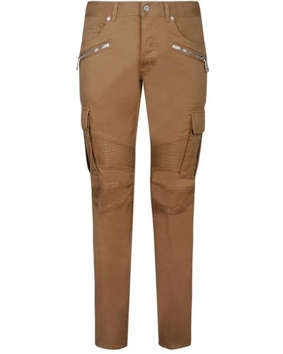 Balmain Trousers > slim-fit trousers - Marron