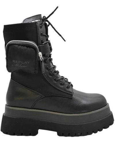 Replay Lace-Up Boots - Black