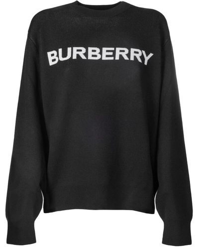 Burberry Schwarzer pullover - regular fit - geeignet für kaltes wetter - 74% wolle - 26% baumwolle