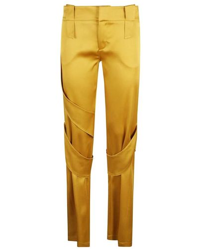 Blumarine Pantaloni larghi gialli in raso - Giallo