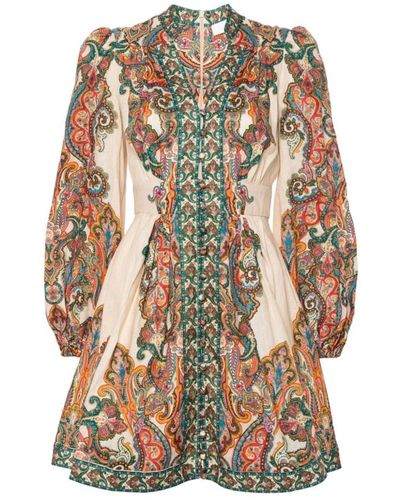 Zimmermann Kleid mit paisley-print aus leinen - Natur