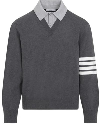 Thom Browne V-Neck Knitwear - Grey